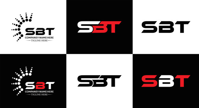 SBT logo. S B T design. White SBT letter. SBT, S B T letter logo design. Initial letter SBT letter logo set, linked circle uppercase monogram logo. S B T letter logo vector design.	
