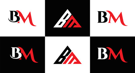 BM logo. B M design. White BM letter. BM, B M letter logo design. Initial letter BM letter logo set, linked circle uppercase monogram logo. B M letter logo vector design.	
