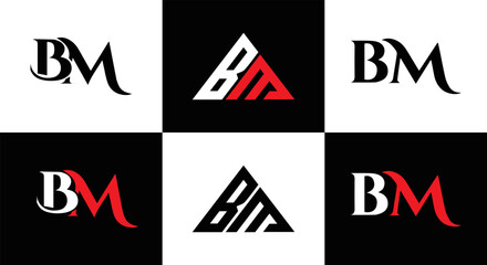 BM logo. B M design. White BM letter. BM, B M letter logo design. Initial letter BM letter logo set, linked circle uppercase monogram logo. B M letter logo vector design.	
