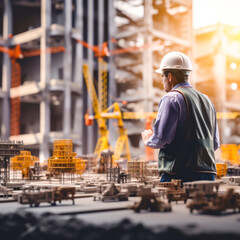 male engineer standing at construction site