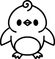 cute bird illustation in simple line style