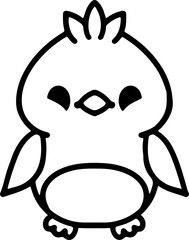 cute bird illustation in simple line style