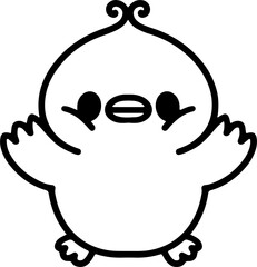cute bird illustation in simple line style