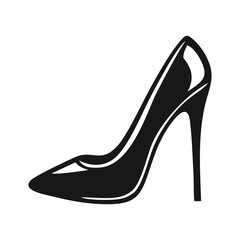 Women's high heels shoe icon black isolated on white background. Vector illustration