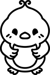 cute bird illustation in simple line style