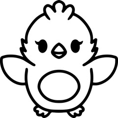 cute bird illustation in simple line style