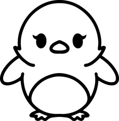 cute bird illustation in simple line style