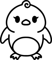 cute bird illustation in simple line style