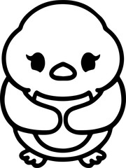 cute bird illustation in simple line style