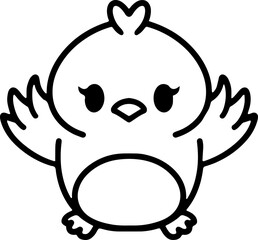 cute bird illustation in simple line style