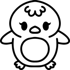 cute bird illustation in simple line style