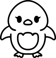 cute bird illustation in simple line style