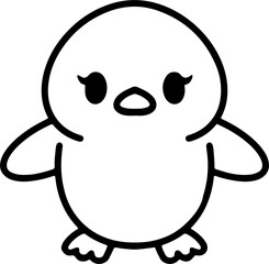 cute bird illustation in simple line style