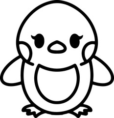 cute bird illustation in simple line style