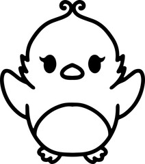 cute bird illustation in simple line style