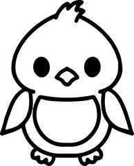 cute bird illustation in simple line style
