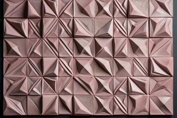 Contemporary textured design with pink tetrahedrons. Generative AI