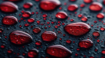 Red waterdrops on a dark background