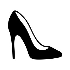 Women's high heels shoe icon black isolated on white background. Vector illustration