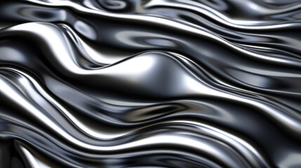 Sleek and Shiny: Chrome Metal Wave Backdrop