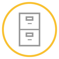 Button grau orange mit Aktenschrank Icon: Archiv