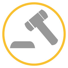 Button grau orange mit Hammer Icon: Gericht oder Auktion
