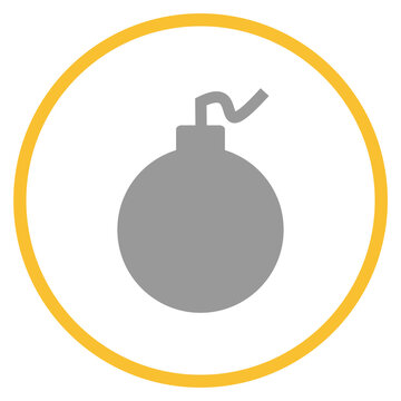 Button grau orange mit Bombe Icon: Gefahr oder Terror