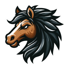 Fototapeta premium brave strong animal horse head face mascot design vector illustration, logo template isolated on white background