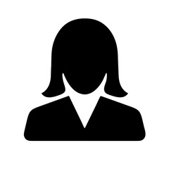 secretary girl icon with a bob hairstyle and blouse - obrazy, fototapety, plakaty