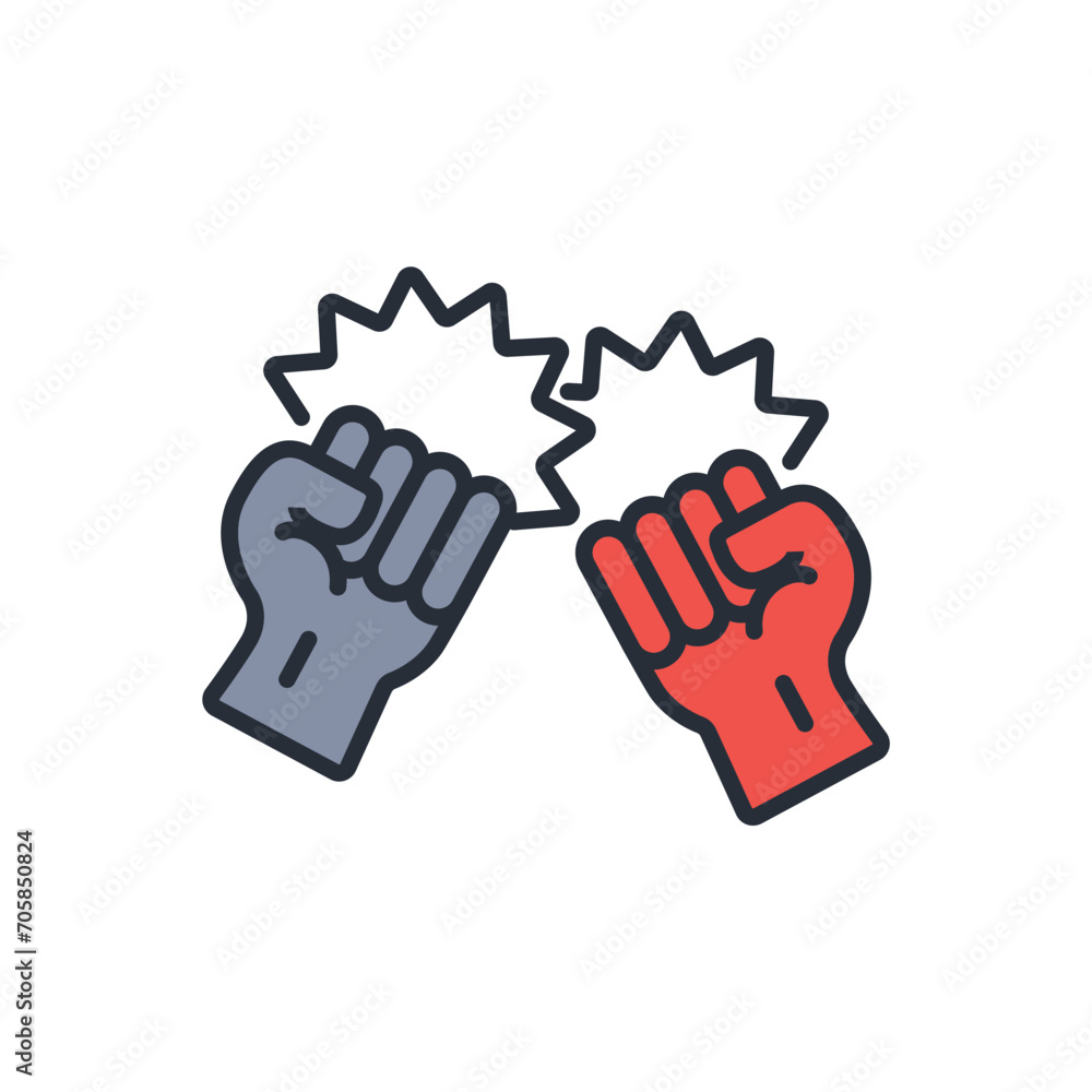 Poster fighting game icon. vector.editable stroke.linear style sign for use web design,logo.symbol illustra