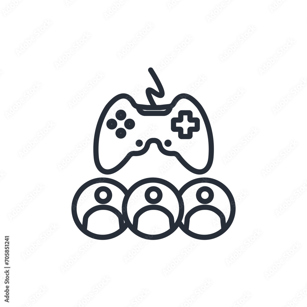 Poster multy player icon. vector.editable stroke.linear style sign for use web design,logo.symbol illustrat