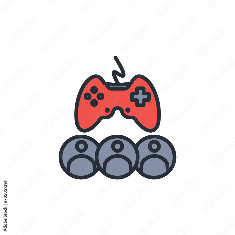 Poster multy player icon. vector.editable stroke.linear style sign for use web design,logo.symbol illustrat