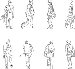 Vector sketch illustration design of employees going on their daily work activities