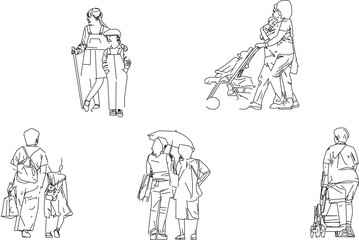 Vector sketch illustration design of people doing childcare activities