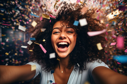 Confetti Confessions: A Portrait of Exuberance as a Girl Dances Through the Festive Whirlwind