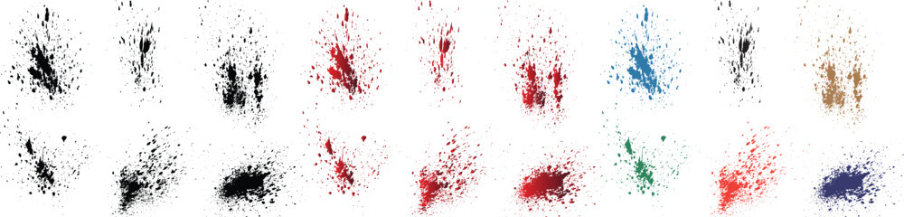 Naklejka premium Vector seamless set of purple, orange, black, red, green, wheat color blood brush stroke and stain grunge texture background
