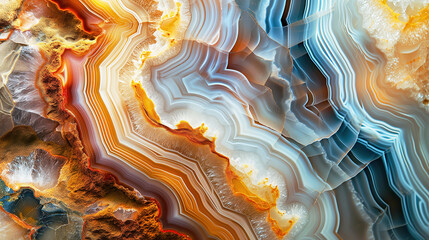 Abstract colorful background, agate texture close-up, detailed multicolored texture of natural marble stone. - obrazy, fototapety, plakaty
