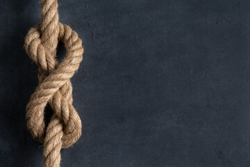Thick rope on black background