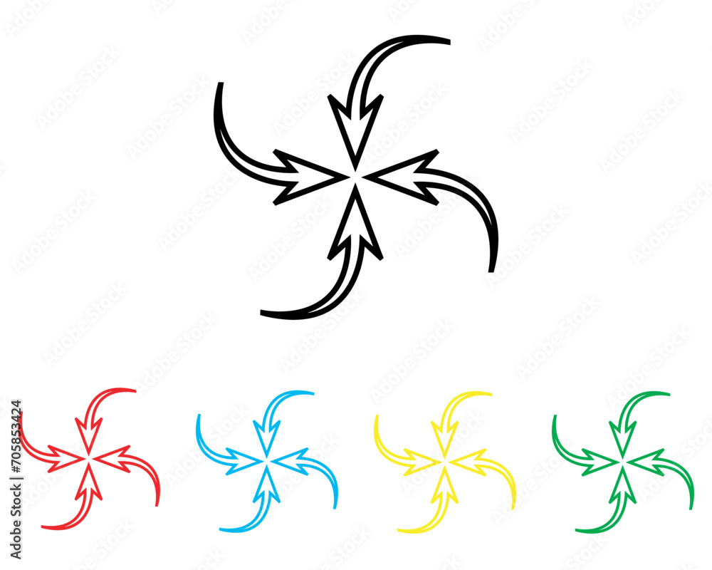 Poster inward arrow icon vector. four arrows icon sign symbol in trendy flat style. set elements in colored