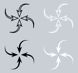 Fototapeta na wymiar Set of Inward arrow icon. Four Arrows icon sign symbol in trendy flat style. Arrow pointing center vector icon illustration isolated on gray background