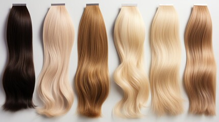 Hair color palette with range of swatches,