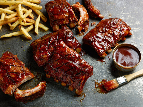 Baby Back Ribs Freshly Sauced with Fries