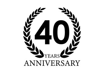 Fototapeta premium 40 Years or Forty Years Anniversary Logo. Anniversary Celebration Logo for Wedding, Birthday Party or Celebration. Vector Illustration.