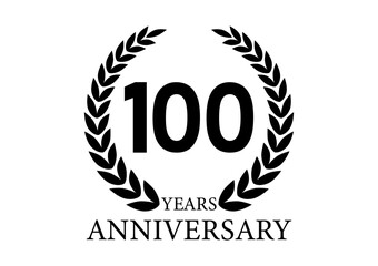 100 Years or One Hundred Years Anniversary Logo. Anniversary Celebration Logo for Wedding, Birthday Party or Celebration. Vector Illustration.