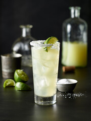 Iced Margarita with Lime and Salt Rim