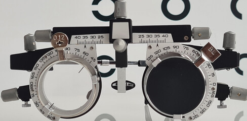 Eye examination and selection of glasses by ophthalmologist