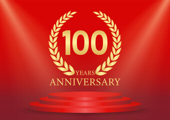 100 Years or One Hundred Years Anniversary Logo. Anniversary Celebration Logo for Wedding, Birthday Party or Celebration. Vector Illustration.