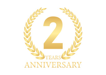 2 Years or Two Years Anniversary Logo. Anniversary Celebration Logo for Wedding, Birthday Party or Celebration. Vector Illustration.