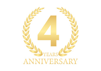 4 Years or Four Years Anniversary Logo. Anniversary Celebration Logo for Wedding, Birthday Party or Celebration. Vector Illustration.