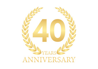40 Years or Forty Years Anniversary Logo. Anniversary Celebration Logo for Wedding, Birthday Party or Celebration. Vector Illustration.